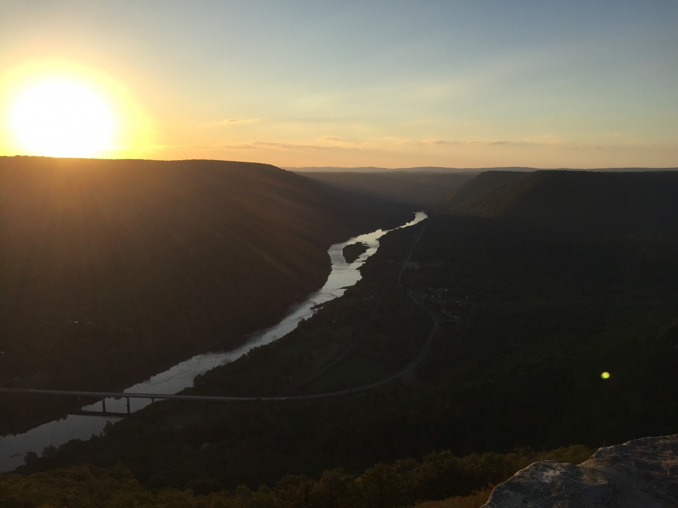 Top of Hyner View State Park, North Bend PA in October 2017 at sunset